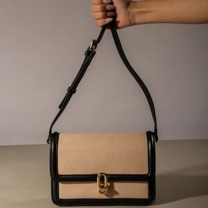 JULES KAE Black & Beige Faux Leather Crossbody Bag